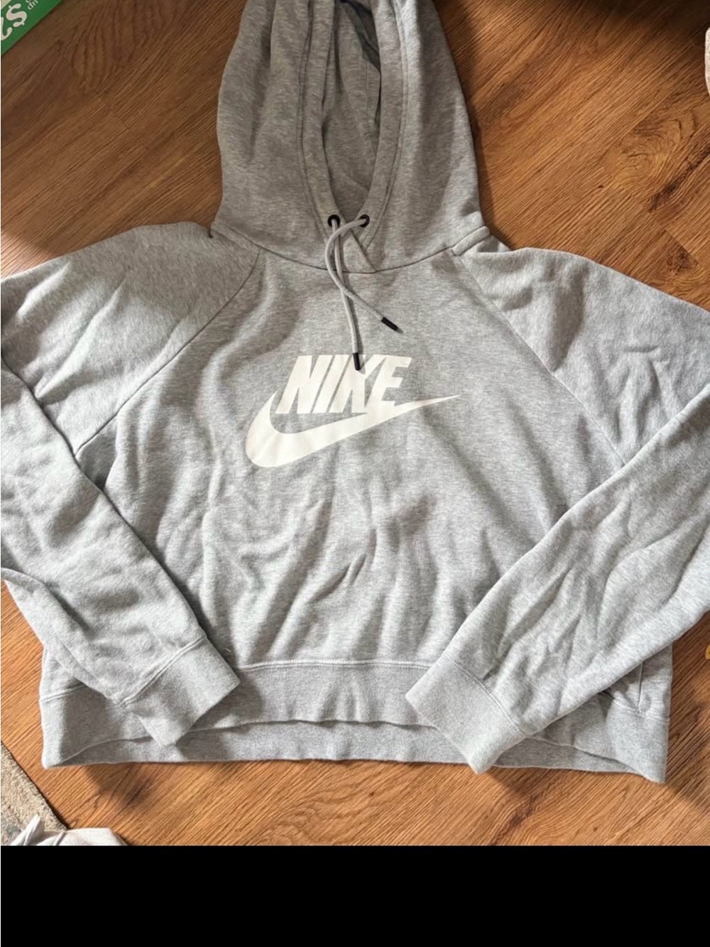 Nike Gray cropped Pullover Hoodie with White Swoosh